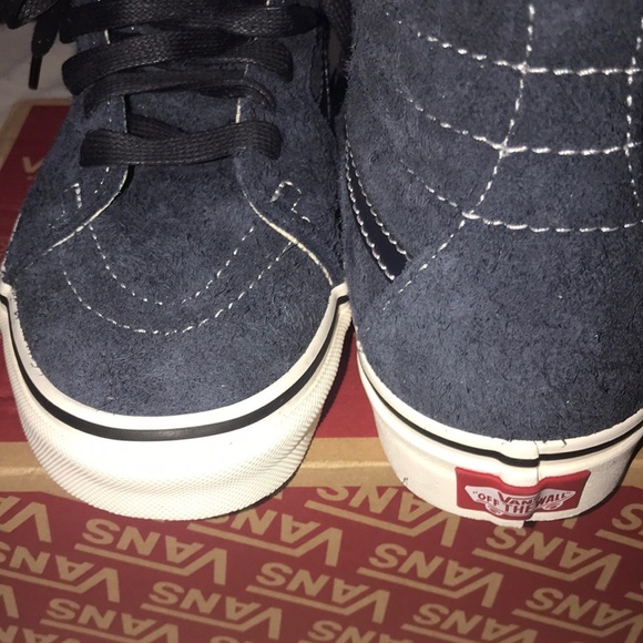 >💟SK8 HIGH TOP LACE UP SKY CAPTAIN (NAVY) WHITE HAIRY SUEDE BRAND NEW VANS😍 - Picture 8 of 14